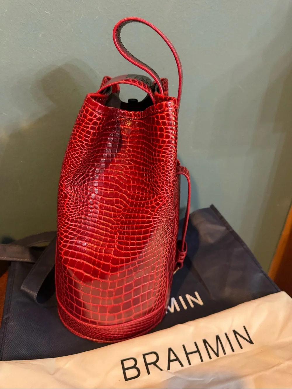 NWT Brahmin Maddie Red Glisandro Sling Bag backpack
